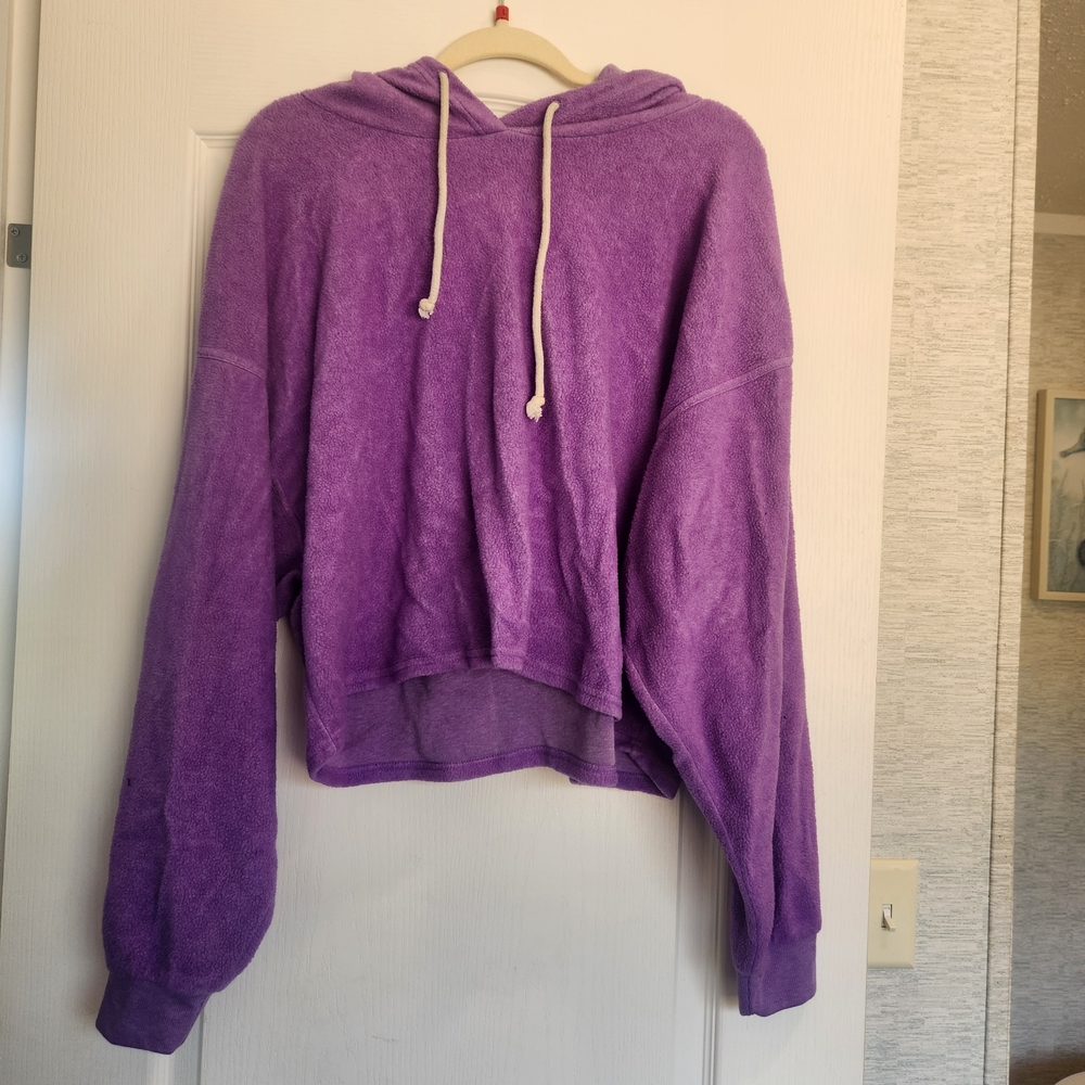 Double Zero Lavender Hooded Blouse Size L Euc